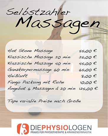 Für alle Wellnessliebhaber gibt es auch unsere wohltuenden Selbstzahlerleistungen